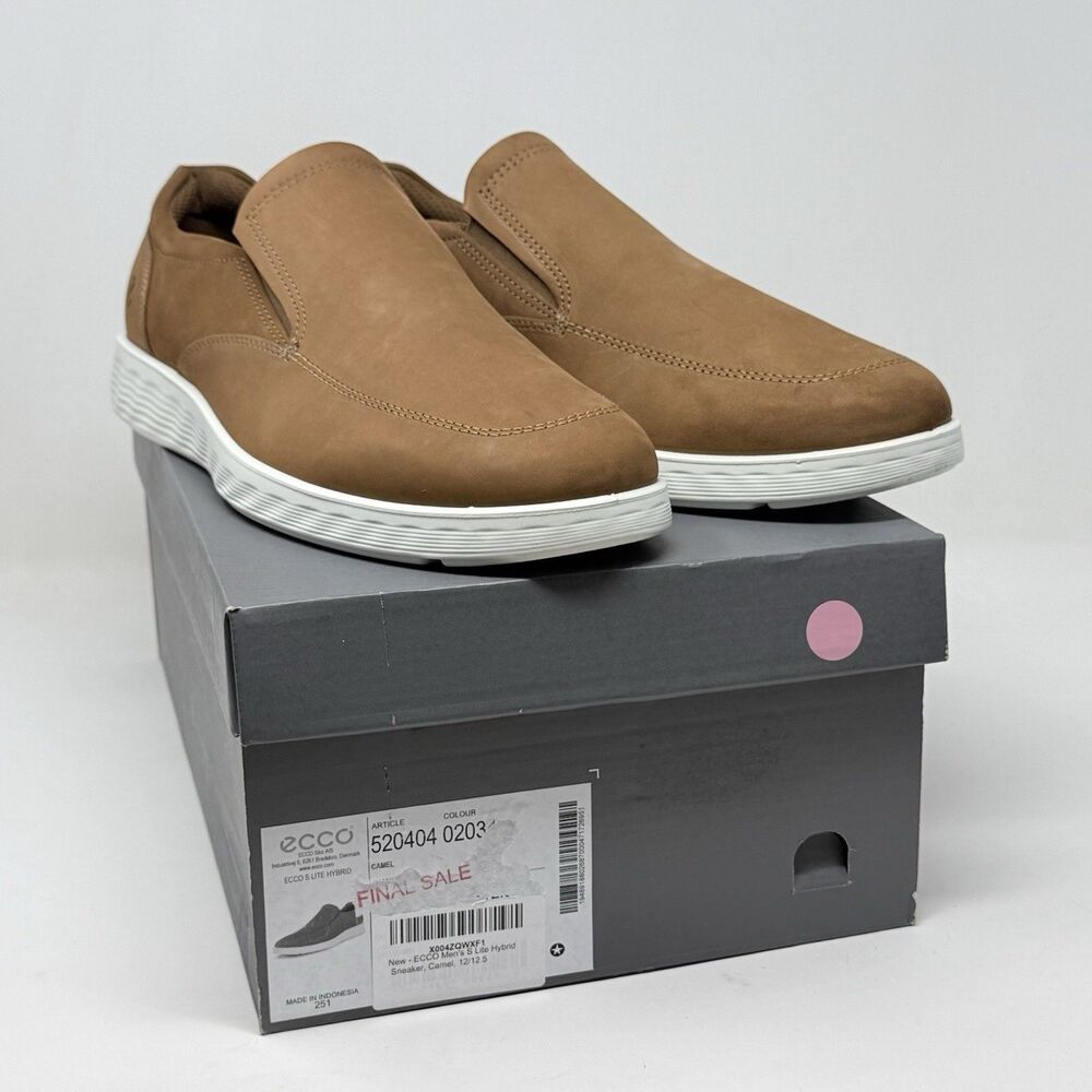 ECCO S Lite Hybrid Sneakers Shoes Mens 12 - 12.5 EU 46 Brown Leather Slip On